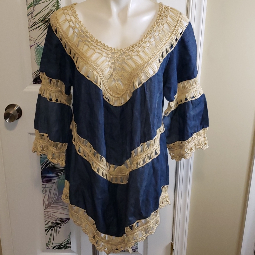 Women's Crochet & Jean Tunic